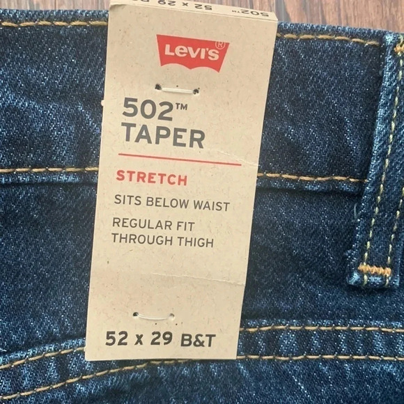 Levi’s Men’s 502 Taper Stretch Jean Dark  52 x 29 Big & Tall - Picture 5 of 8